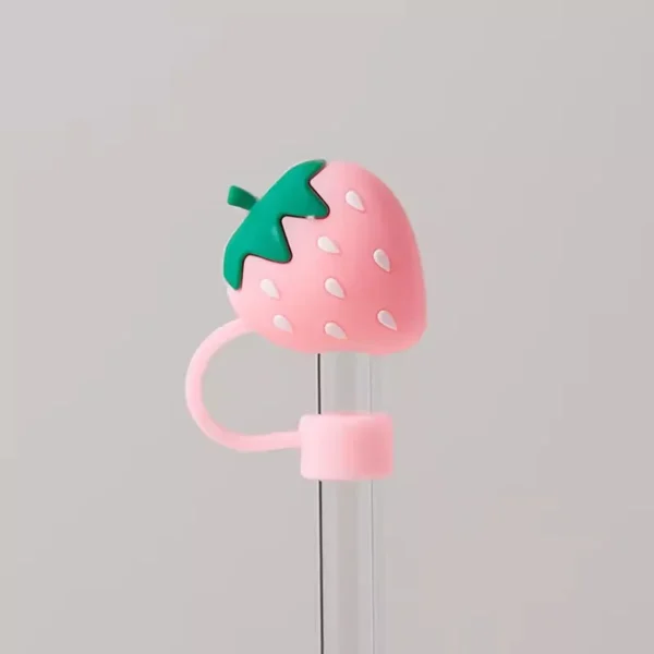Cute Strawberry Straw Cover Caps For Stanley Cup 40 oz Tumbler Accessories Kawaii Silicone Straw Toppers Cap For 10mm Straws