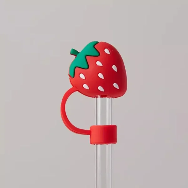 Cute Strawberry Straw Cover Caps For Stanley Cup 40 oz Tumbler Accessories Kawaii Silicone Straw Toppers Cap For 10mm Straws