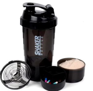 Bouteille Shaker à 3 Couches en Plastique pour Exercice de Musculation, Bouteille d'Eau pour Poudre Shake