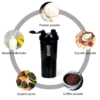 Bouteille Shaker à 3 Couches en Plastique pour Exercice de Musculation, Bouteille d'Eau pour Poudre Shake