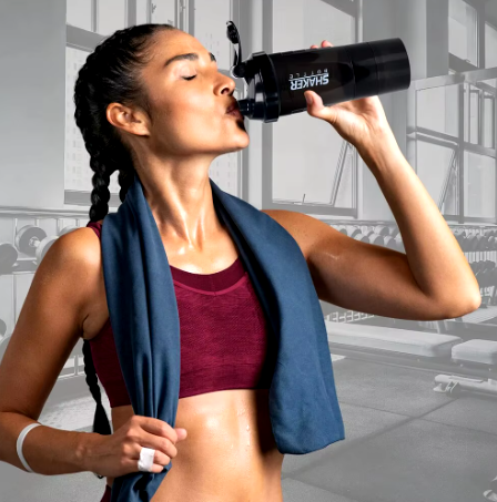 Bouteille Shaker à 3 Couches en Plastique pour Exercice de Musculation, Bouteille d'Eau pour Poudre Shake