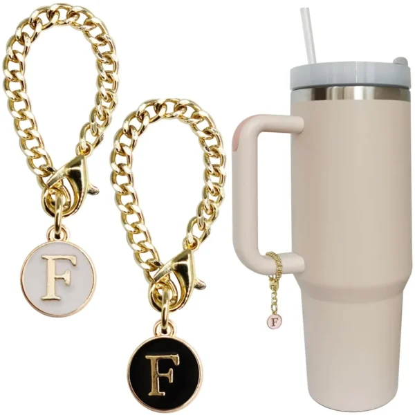 Letter Charm Accessories for Stanley Cup 2PCS Initial Name ID Personalized Handle Charm for Stanley Tumbler 2024