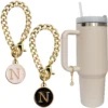 Letter Charm Accessories for Stanley Cup 2PCS Initial Name ID Personalized Handle Charm for Stanley Tumbler 2024