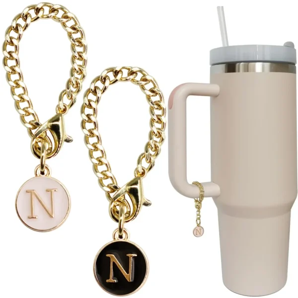 Letter Charm Accessories for Stanley Cup 2PCS Initial Name ID Personalized Handle Charm for Stanley Tumbler 2024