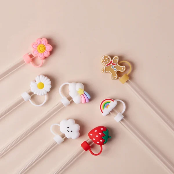 Cute Strawberry Straw Cover Caps For Stanley Cup 40 oz Tumbler Accessories Kawaii Silicone Straw Toppers Cap For 10mm Straws