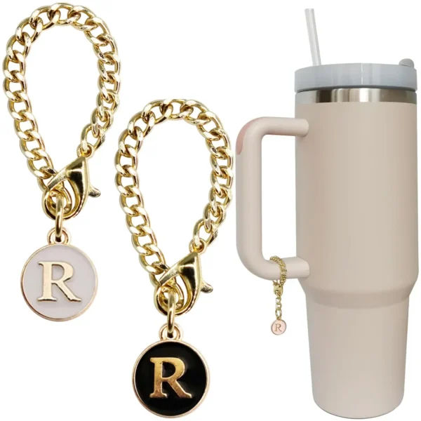Letter Charm Accessories for Stanley Cup 2PCS Initial Name ID Personalized Handle Charm for Stanley Tumbler 2024
