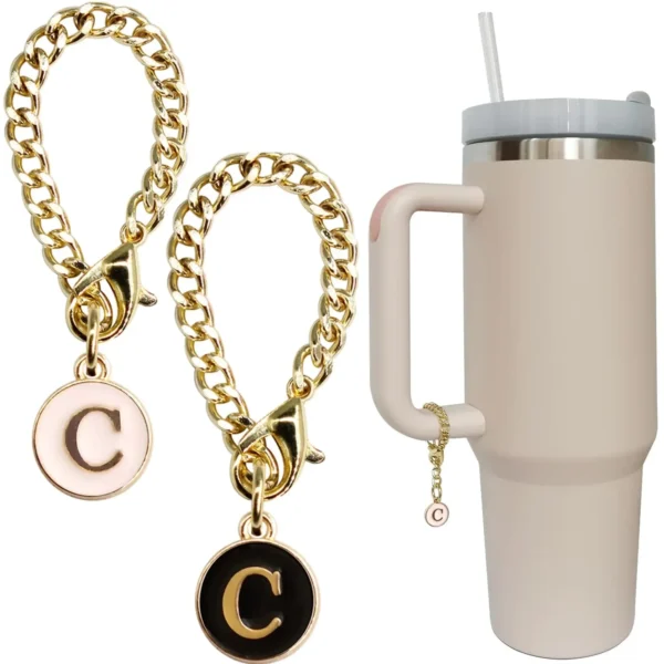 Letter Charm Accessories for Stanley Cup 2PCS Initial Name ID Personalized Handle Charm for Stanley Tumbler 2024
