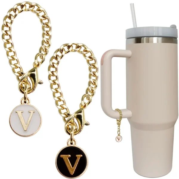 Letter Charm Accessories for Stanley Cup 2PCS Initial Name ID Personalized Handle Charm for Stanley Tumbler 2024