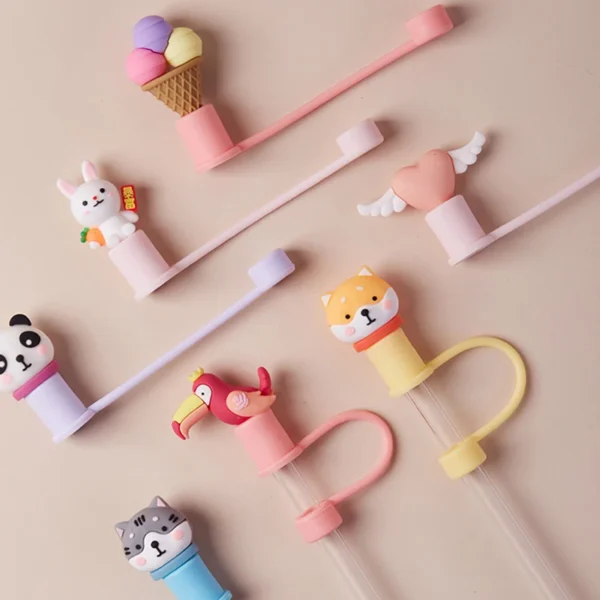 Cute Strawberry Straw Cover Caps For Stanley Cup 40 oz Tumbler Accessories Kawaii Silicone Straw Toppers Cap For 10mm Straws