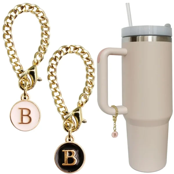 Letter Charm Accessories for Stanley Cup 2PCS Initial Name ID Personalized Handle Charm for Stanley Tumbler 2024