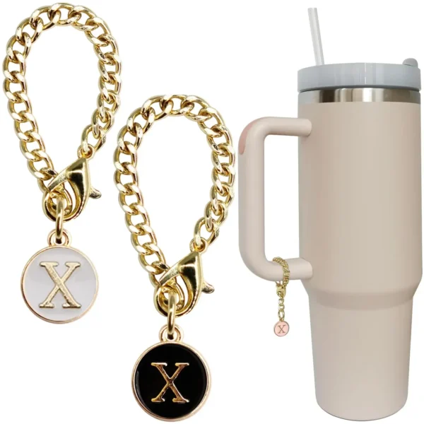 Letter Charm Accessories for Stanley Cup 2PCS Initial Name ID Personalized Handle Charm for Stanley Tumbler 2024