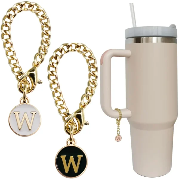 Letter Charm Accessories for Stanley Cup 2PCS Initial Name ID Personalized Handle Charm for Stanley Tumbler 2024