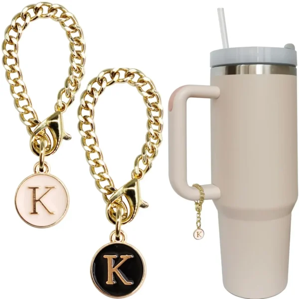 Letter Charm Accessories for Stanley Cup 2PCS Initial Name ID Personalized Handle Charm for Stanley Tumbler 2024