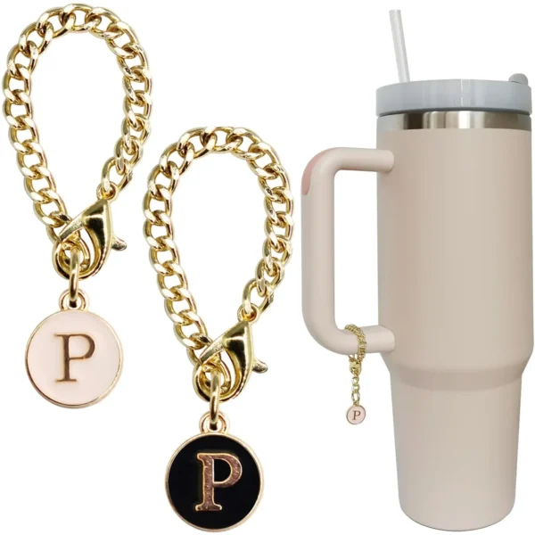 Letter Charm Accessories for Stanley Cup 2PCS Initial Name ID Personalized Handle Charm for Stanley Tumbler 2024