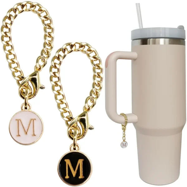Letter Charm Accessories for Stanley Cup 2PCS Initial Name ID Personalized Handle Charm for Stanley Tumbler 2024