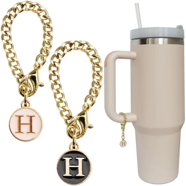 Letter Charm Accessories for Stanley Cup 2PCS Initial Name ID Personalized Handle Charm for Stanley Tumbler 2024
